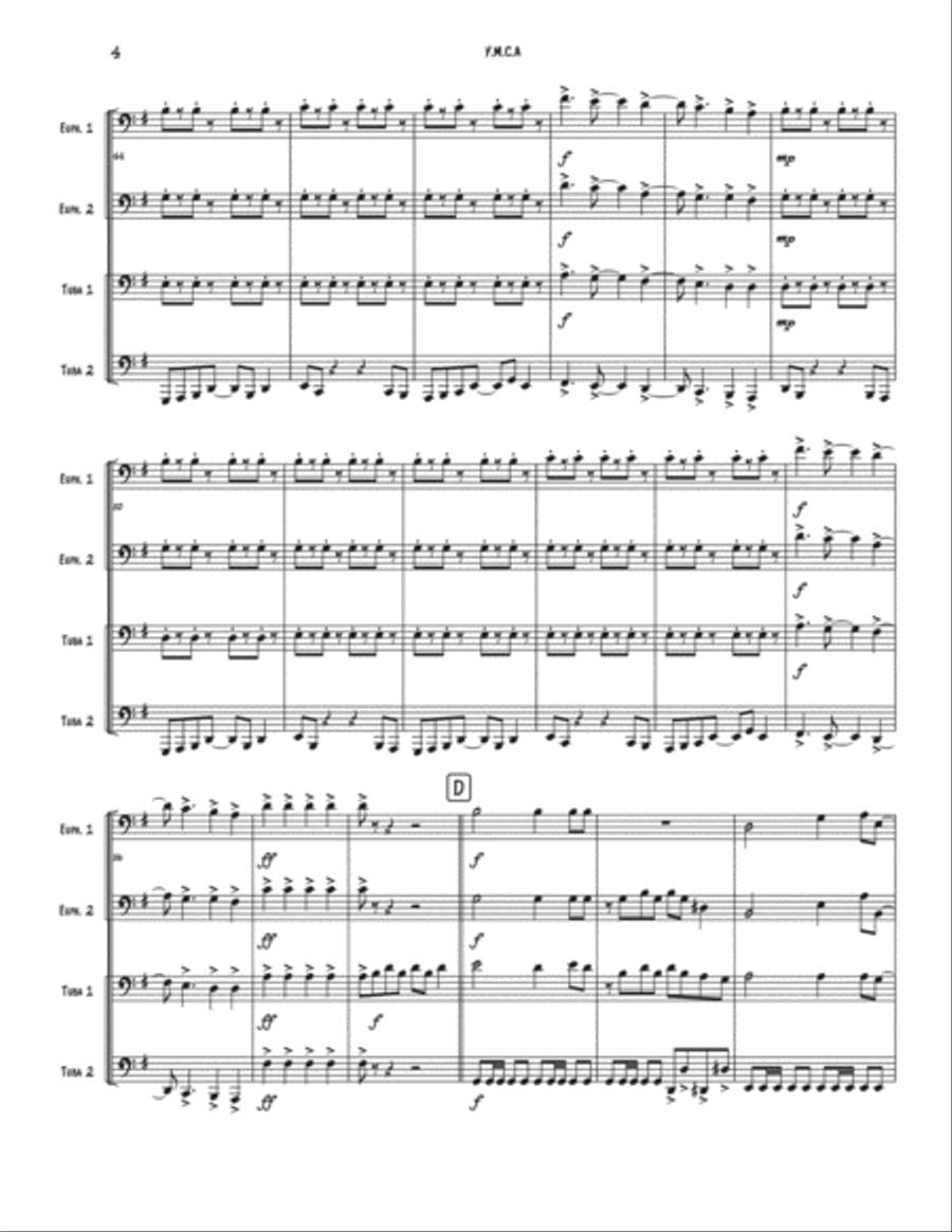 Y.m.c.a. Y.m.c.a. Brass Quartet scores gallery preview page 4