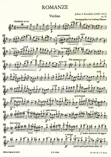Romance in G Op. 26 for Violin and Orch. (Ed. for Violin and Piano by the Comp.)