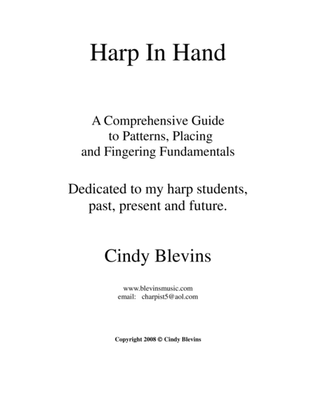 Harp In Hand, A Comprehensive Guide to Patterns, Placing and Fingering Fundamentals, For All Harps