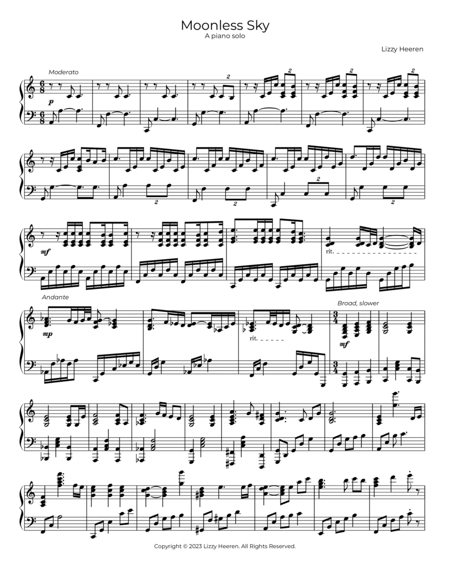 Moonless Sky Piano Solo scores gallery preview page 1