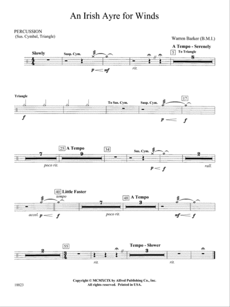 Irish Ayre for Winds: 1st Percussion Concert Band scores gallery preview page 1