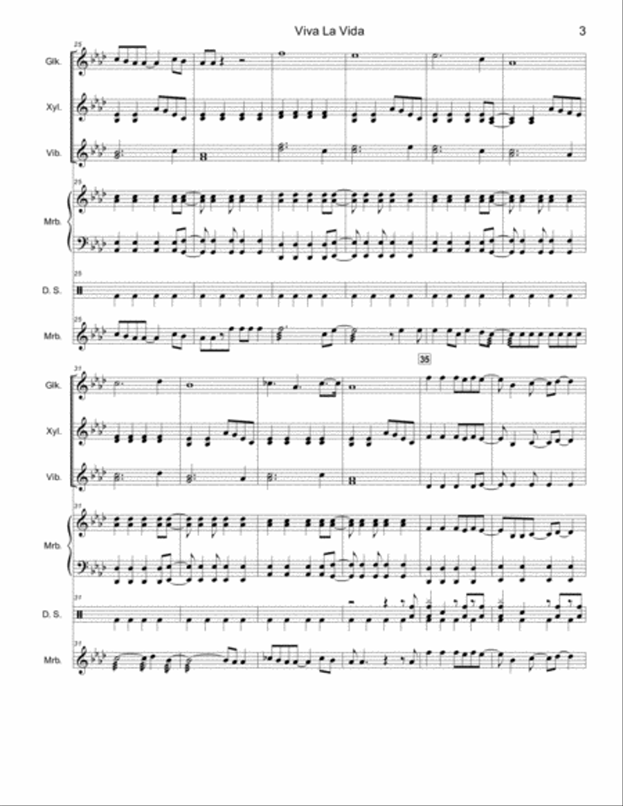 Viva La Vida Percussion Ensemble scores gallery preview page 4