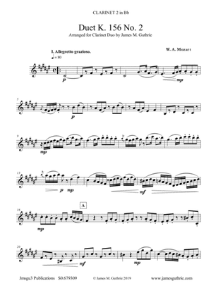 Mozart: Duet K. 156 No. 2 for Clarinet Duo