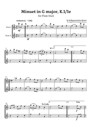 Book cover for Minuet in G major, K.1/1e (Flute Duet) - W. A. Mozart