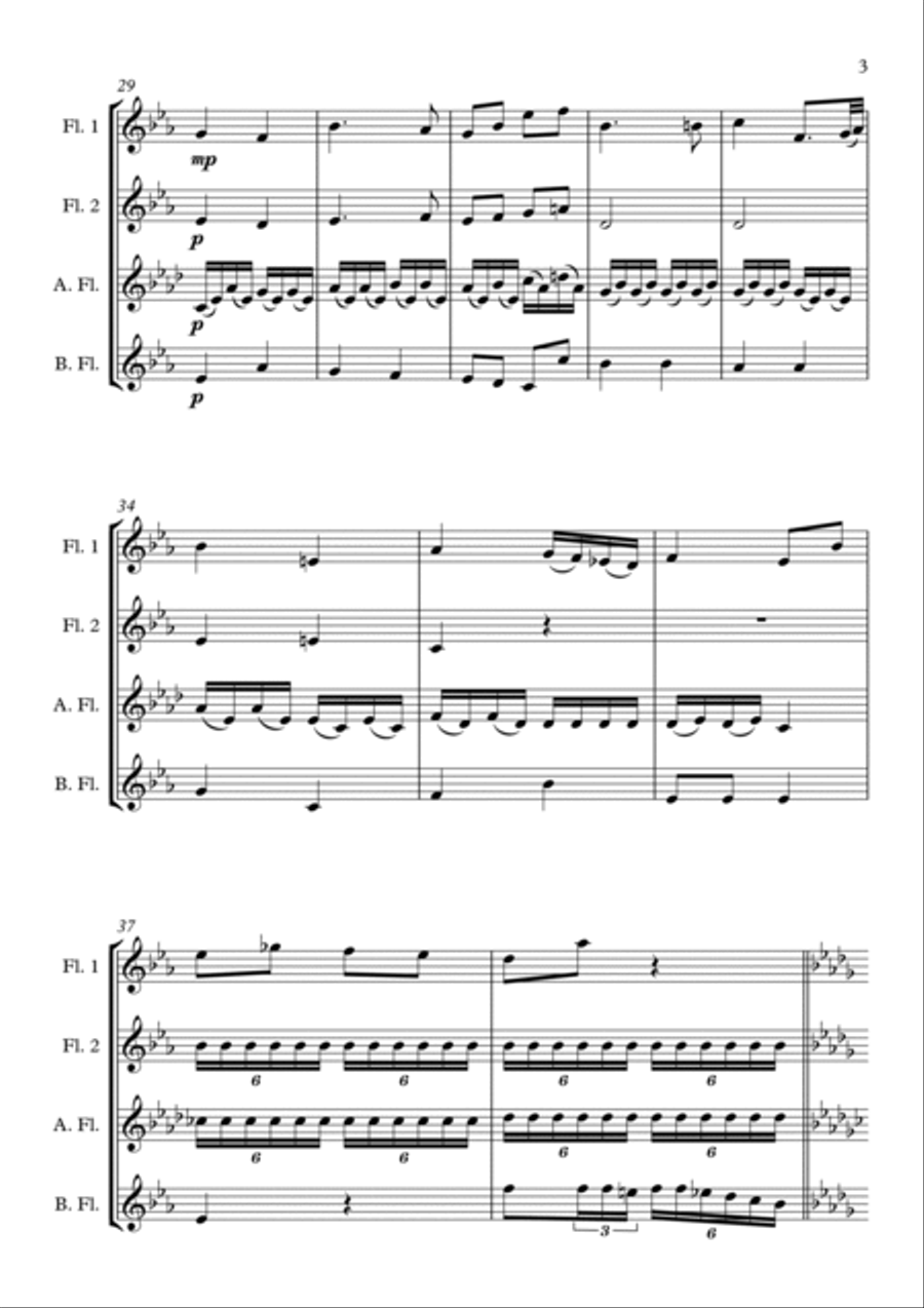 Adagio from Piano Sonata in C minor, Op. 13 Flute Solo scores gallery preview page 3