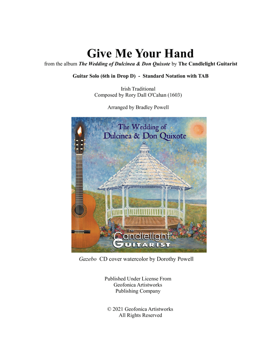 Give Me Your Hand (Irish Traditional) Guitar Solo (in standard notation plus TABS) Classical Guitar scores gallery preview page 1