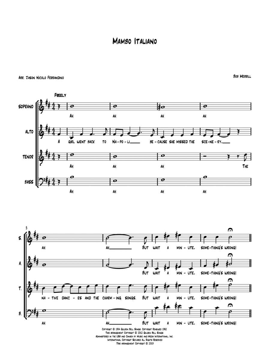 Mambo Italiano 4-Part scores gallery preview page 1