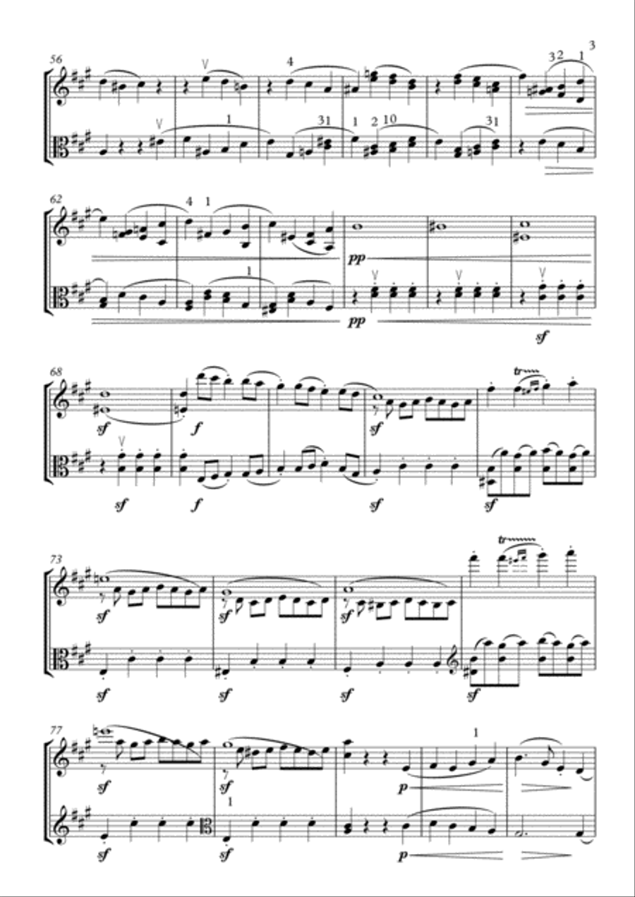 Beethoven-Pokhanovski String Trio in D, op.9#2, 4th movement (arranged for violin and viola) String Duet scores gallery preview page 3