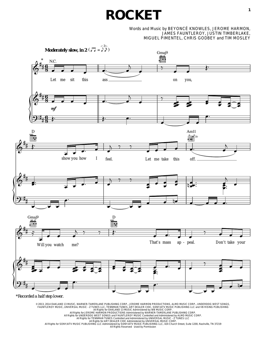 Rocket Piano, Vocal, Guitar scores gallery preview page 1