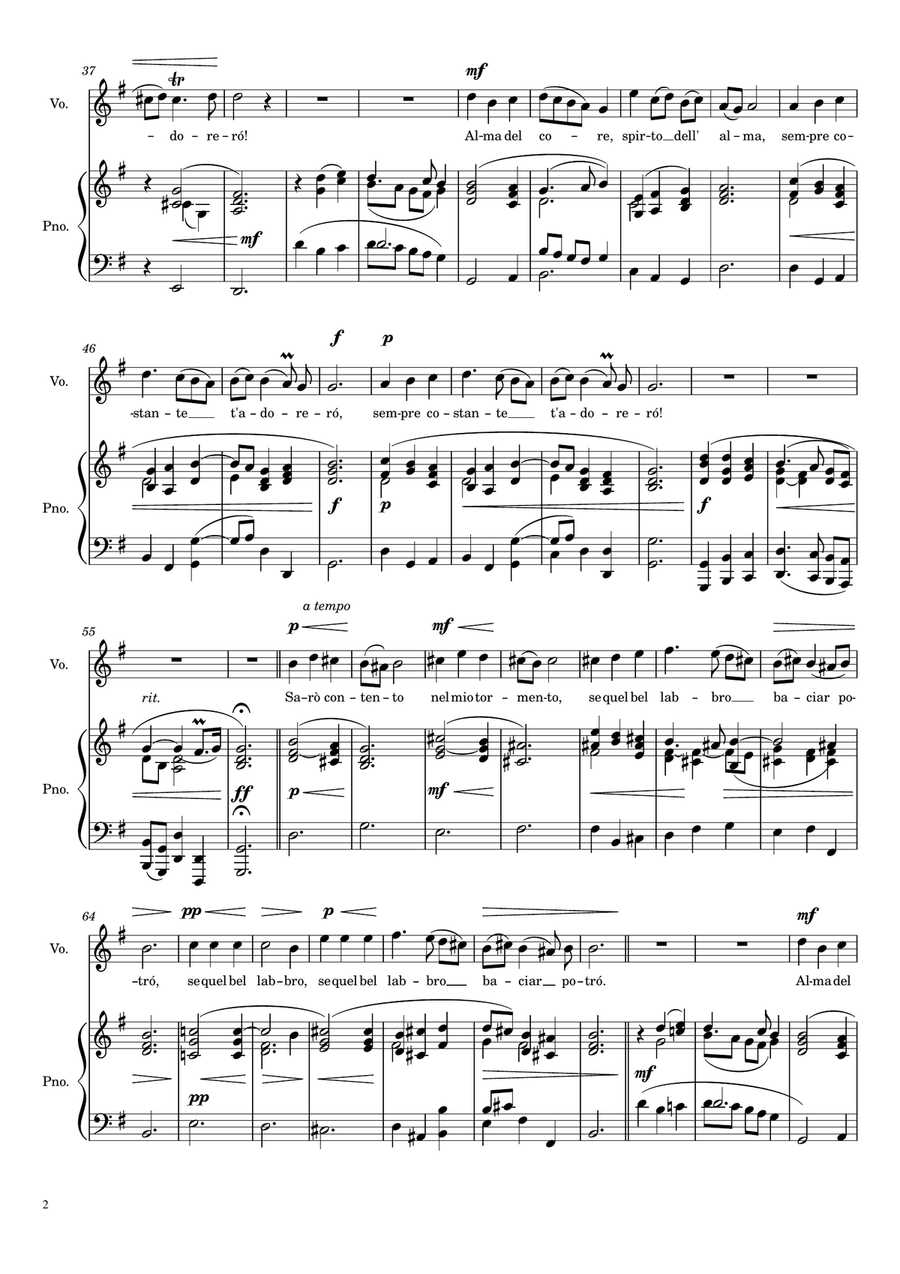 Alma del core - G major Voice Solo scores gallery preview page 3
