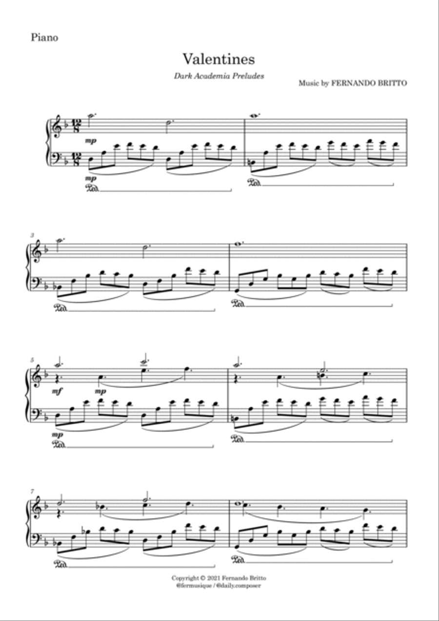 Valentines - Dark Academia Preludes, for piano Piano Solo scores gallery preview page 4