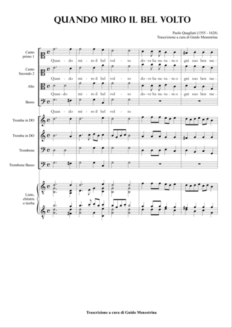 Paolo Quagliati (1555-1628) - Quando miro il bel volto 4-Part scores gallery preview page 1