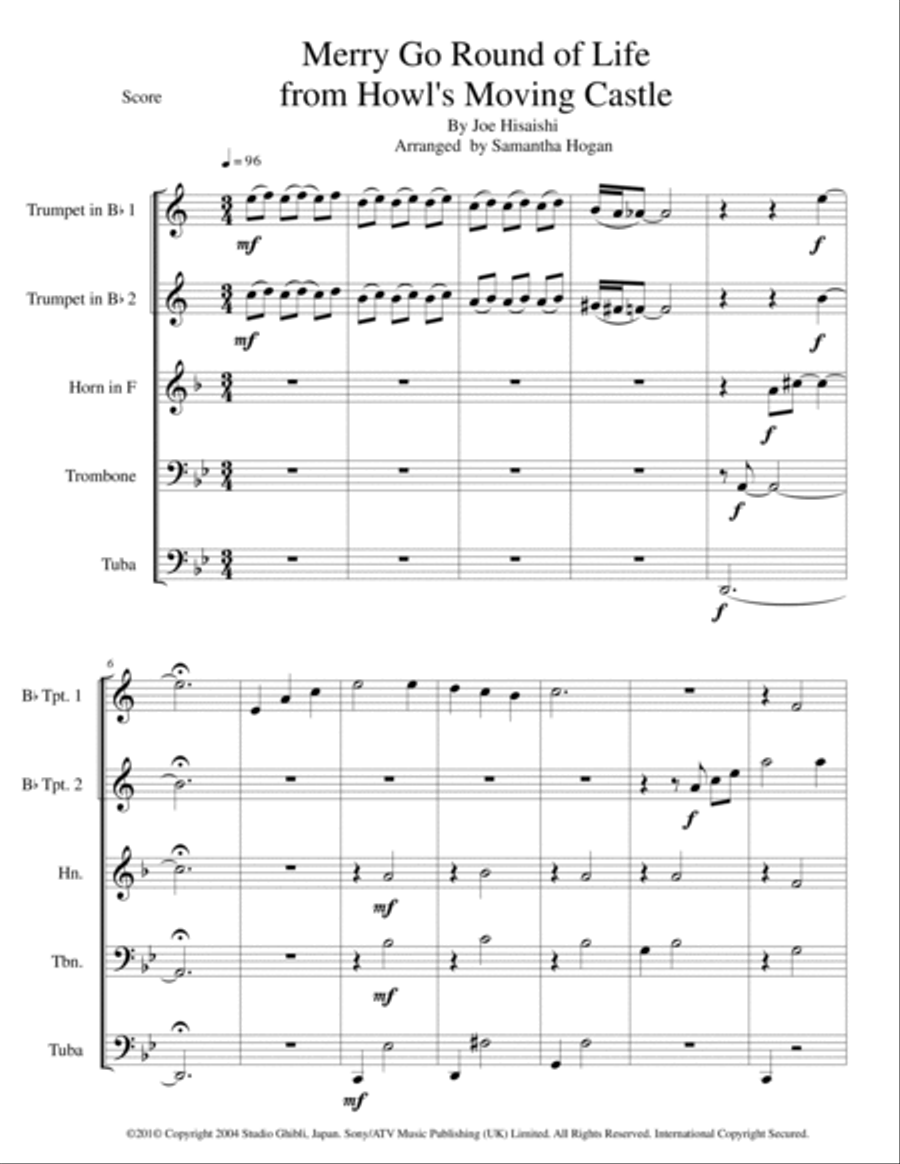 Merry-go-round Of Life Brass Ensemble scores gallery preview page 2