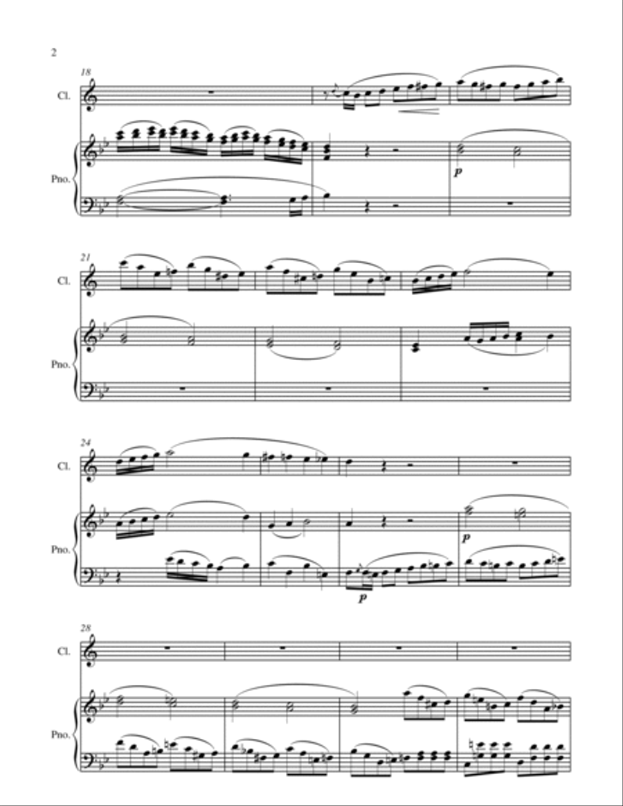 From Clarinet Quintet KV 581 - W.A.Mozart - For Bb Clarinet and Piano B-Flat Clarinet scores gallery preview page 3