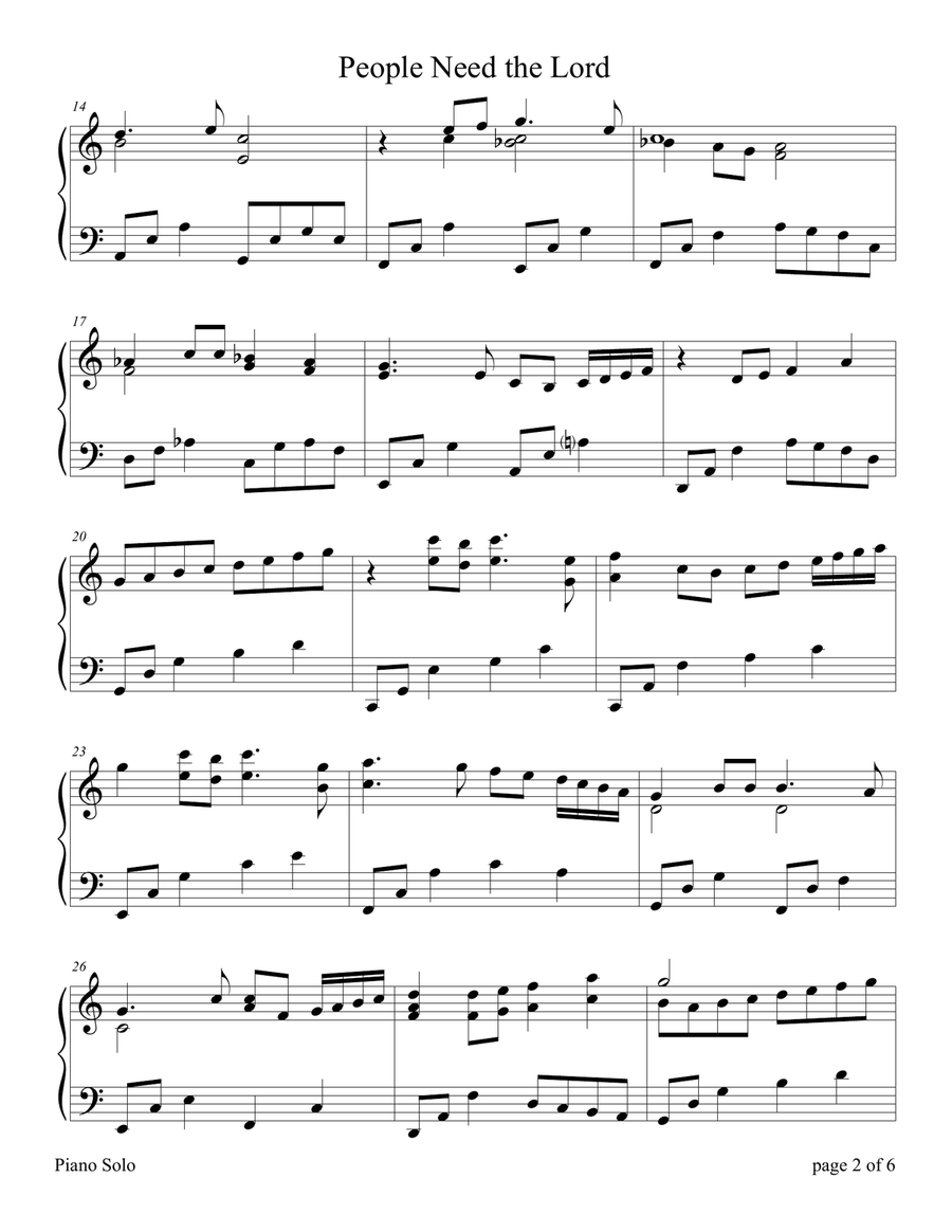People Need The Lord Piano Solo scores gallery preview page 4