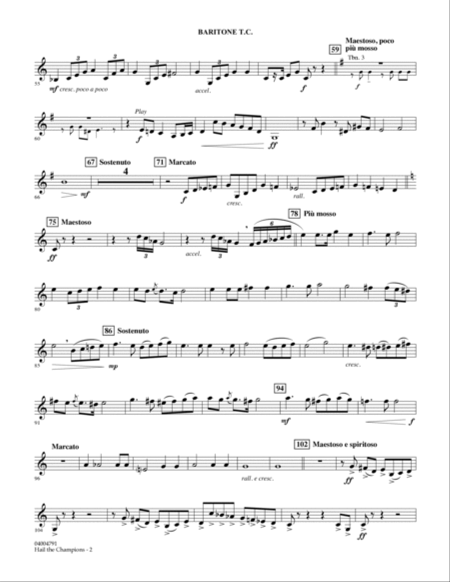 Hail the Champions - Baritone T.C. Baritone Horn TC scores gallery preview page 2
