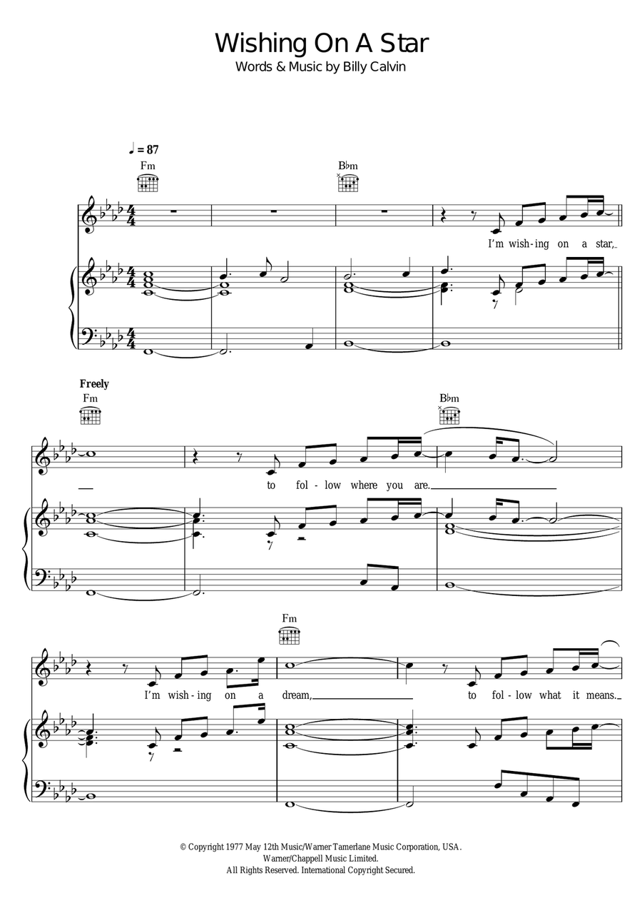 Wishing On A Star Piano, Vocal scores gallery preview page 1