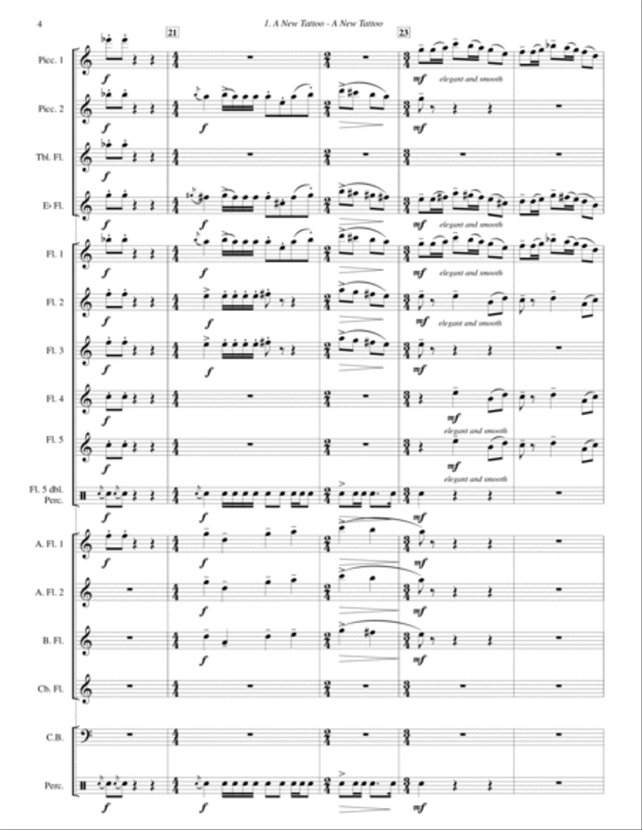 A New Tattoo: Scottish Landscape (for flute ensemble or large flute choir - score and parts) Flute Choir scores gallery preview page 6