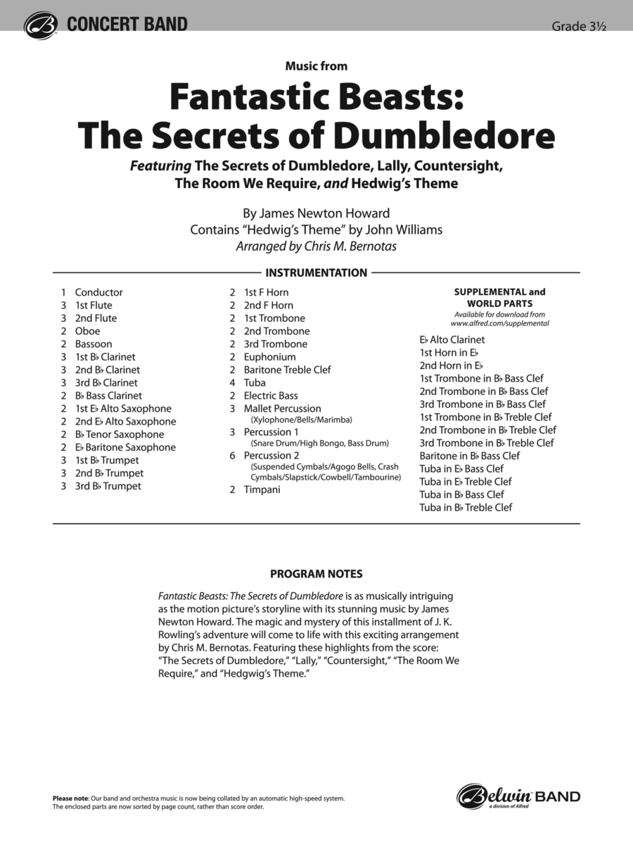 Fantastic Beasts: The Secrets of Dumbledore: Score Concert Band scores gallery preview page 1