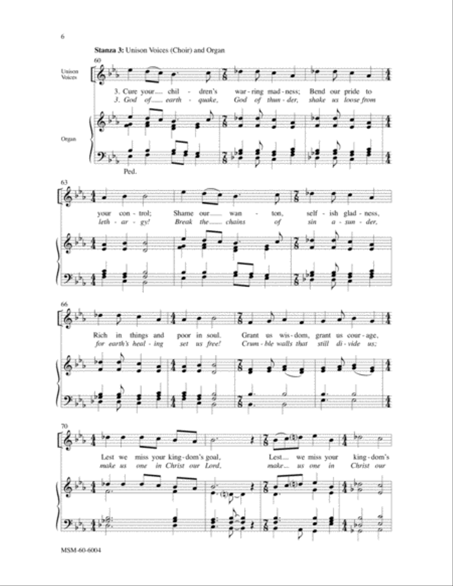 God of Grace and God of Glory God of Tempest, God of Whirlwind Unison Choir scores gallery preview page 4