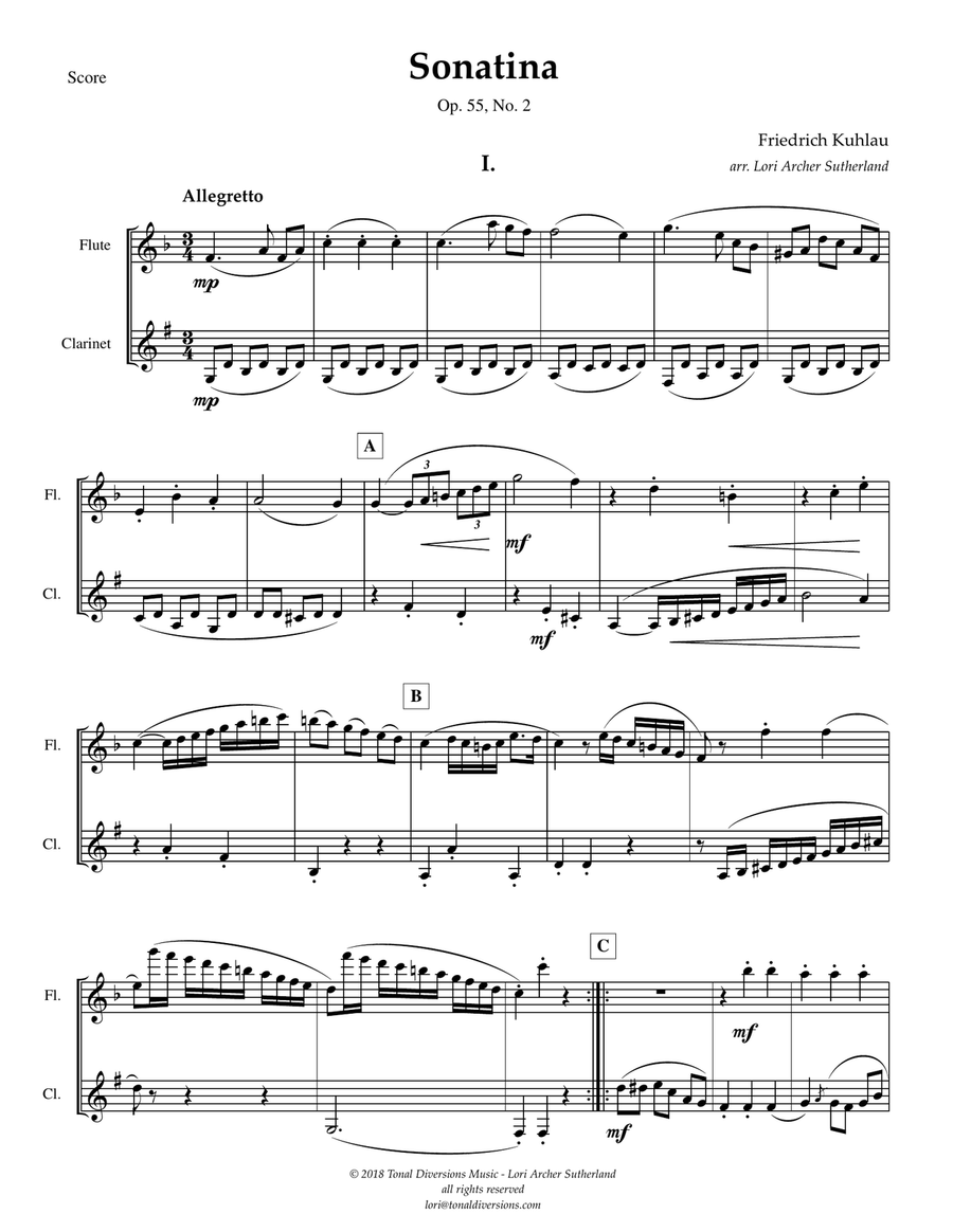 Sonatina Op. 55, No. 2 Woodwind Duet scores gallery preview page 2