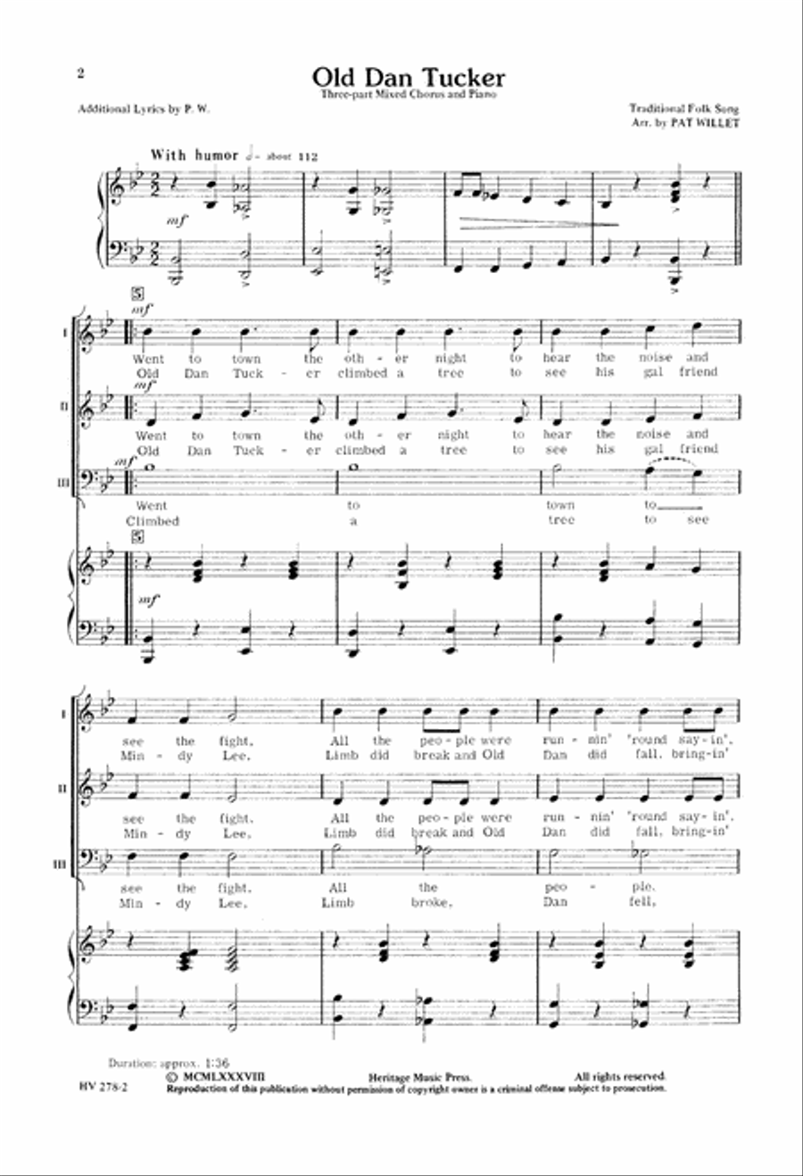 Old Dan Tucker Old Dan Tucker 3-Part scores gallery preview page 3