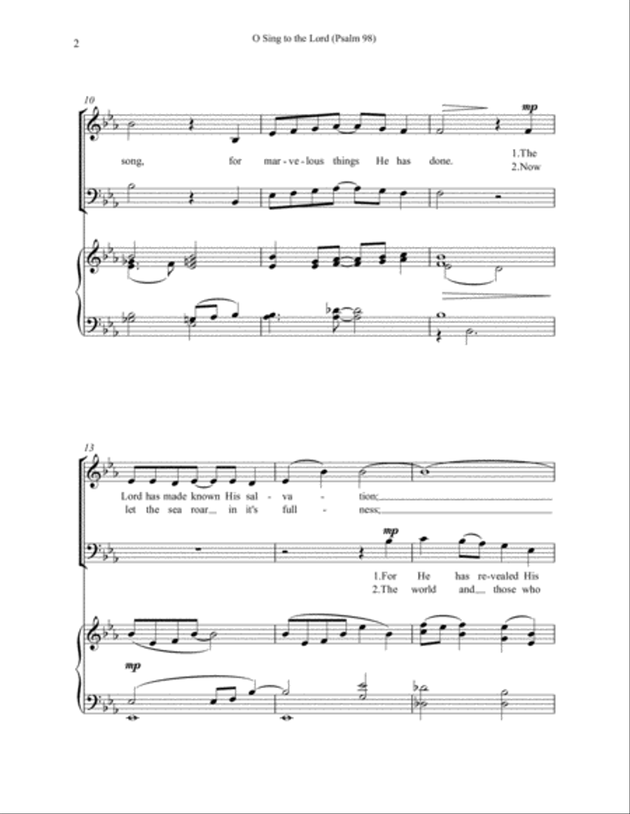 Choral - O Sing to the Lord (Psalm 98) 4-Part scores gallery preview page 3
