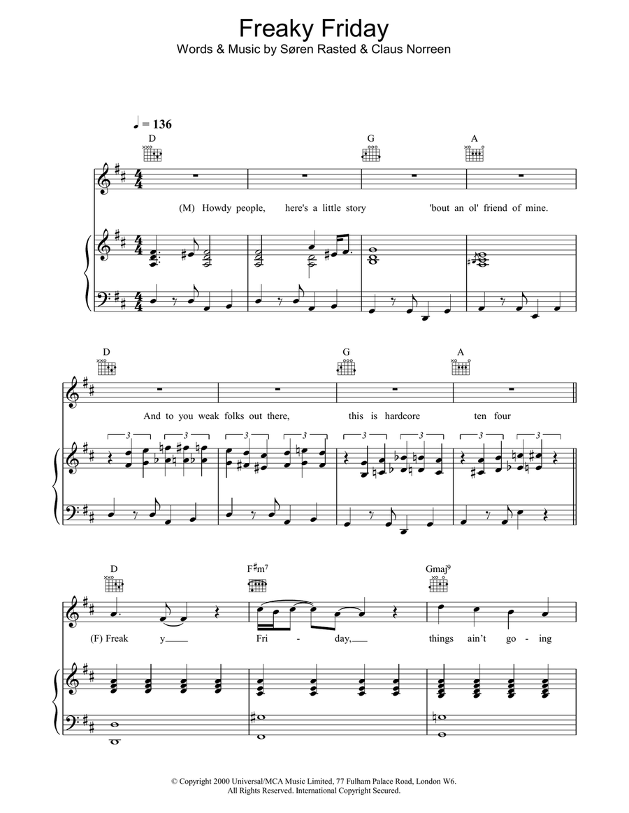 Freaky Friday Acoustic Guitar scores gallery preview page 1