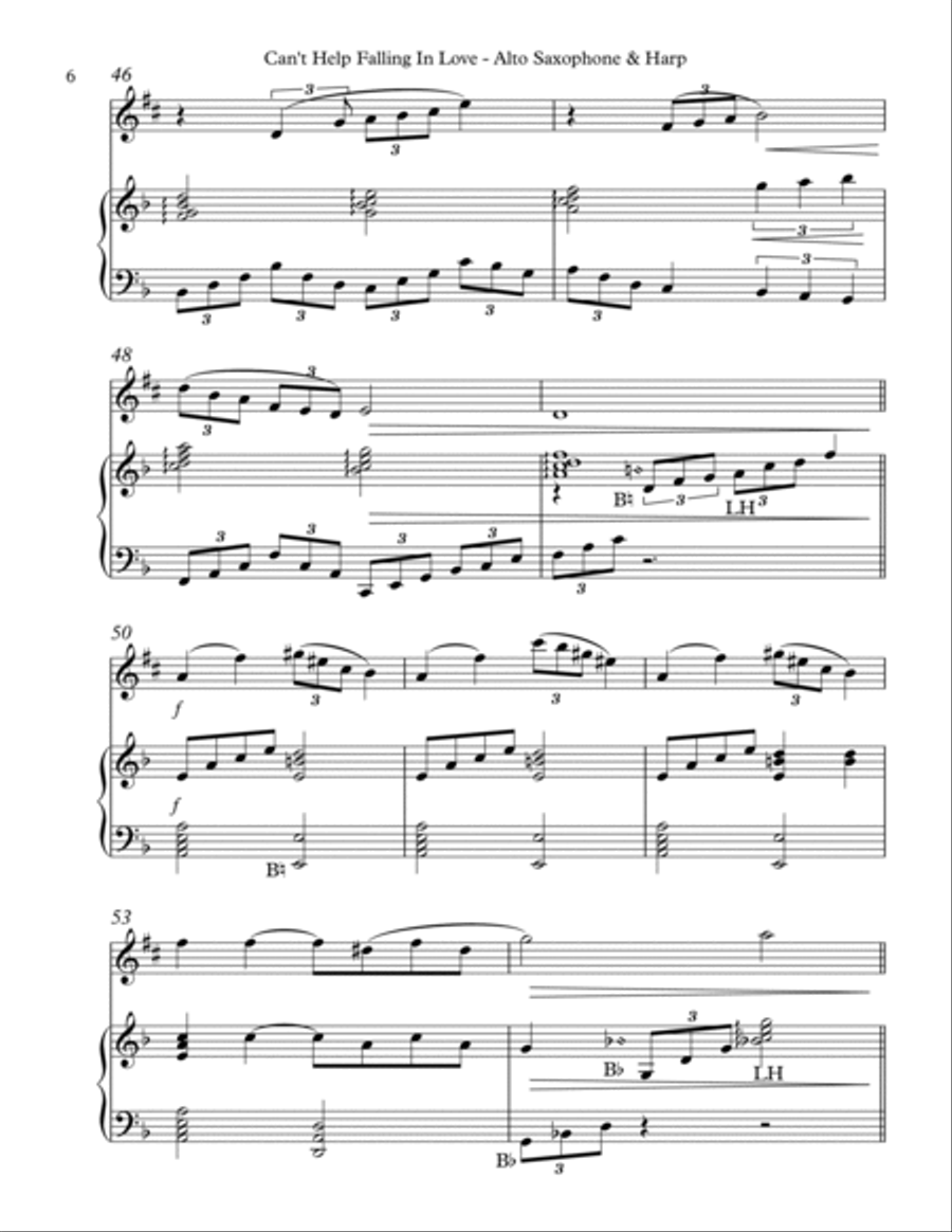 Can't Help Falling In Love Alto Saxophone scores gallery preview page 6