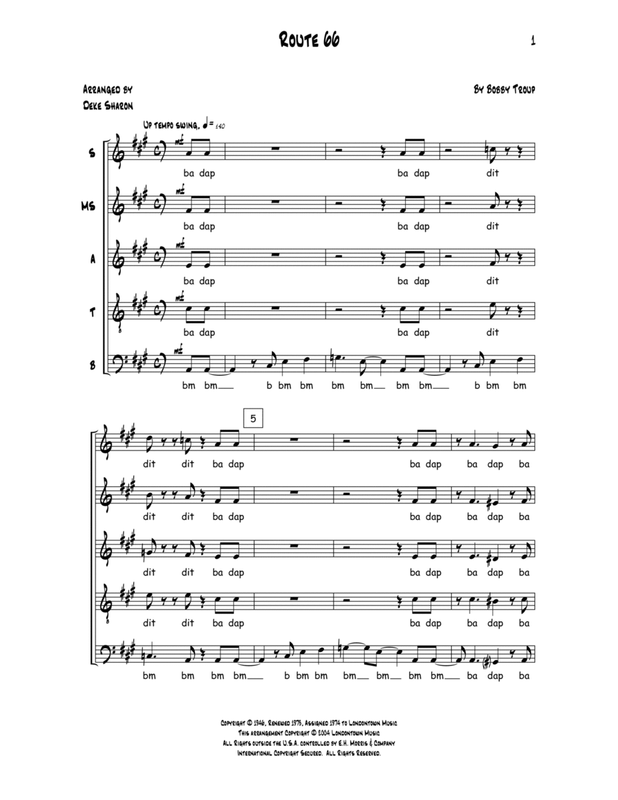 Route 66 Route 66 SSATB scores gallery preview page 1