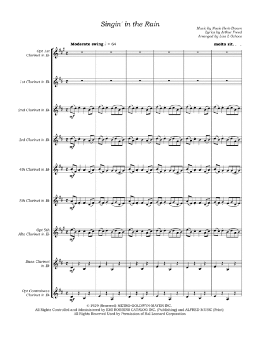 Singin' In The Rain Singin' In The Rain Clarinet Choir scores gallery preview page 5