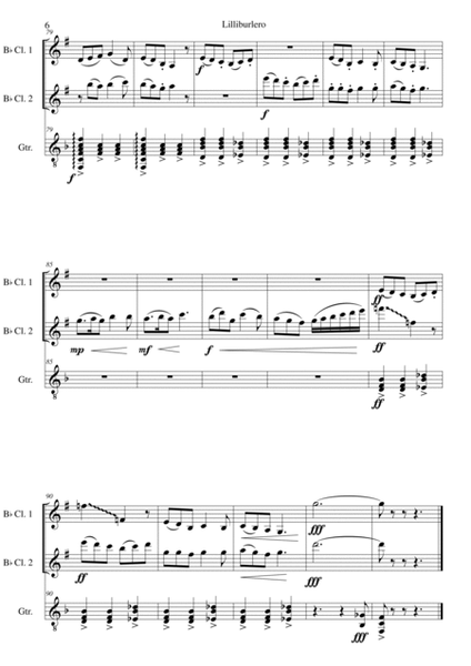 Lilliburlero for 2 clarinets and guitar image number null