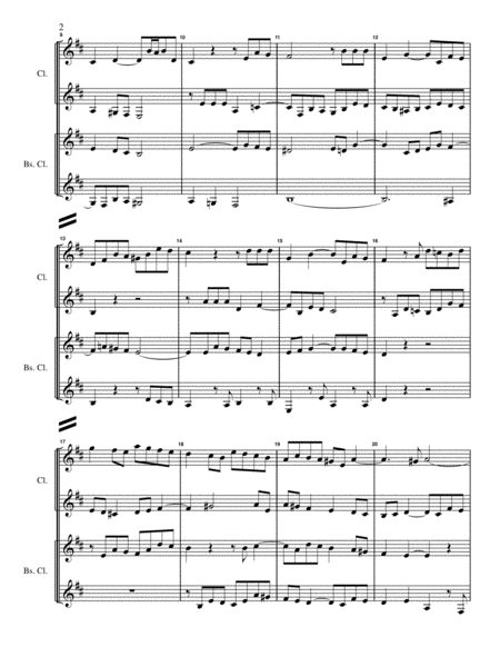Fugue No. 5 in D Major (WTC Book 2) for Clarinet Quartet image number null