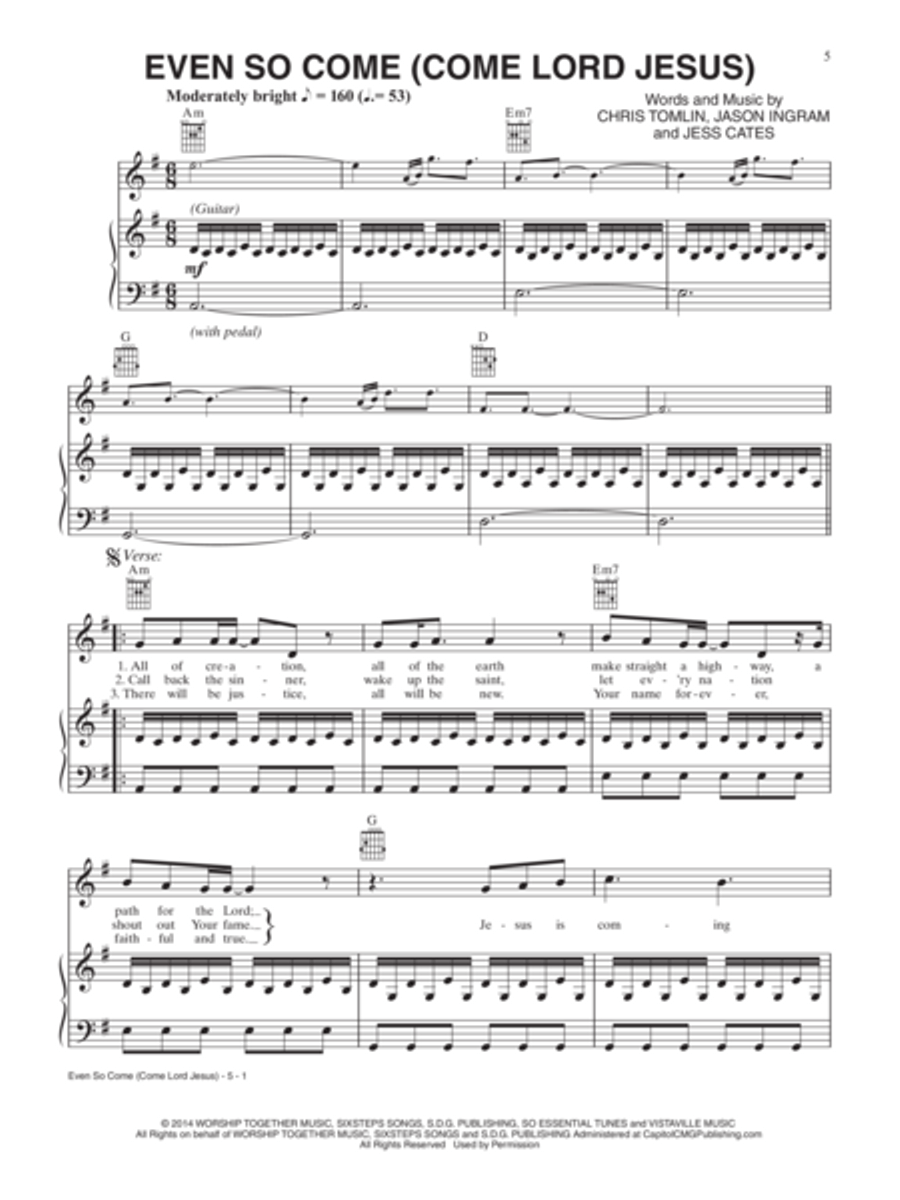 2016 Modern Worship Songs Piano, Vocal, Guitar scores gallery preview page 5