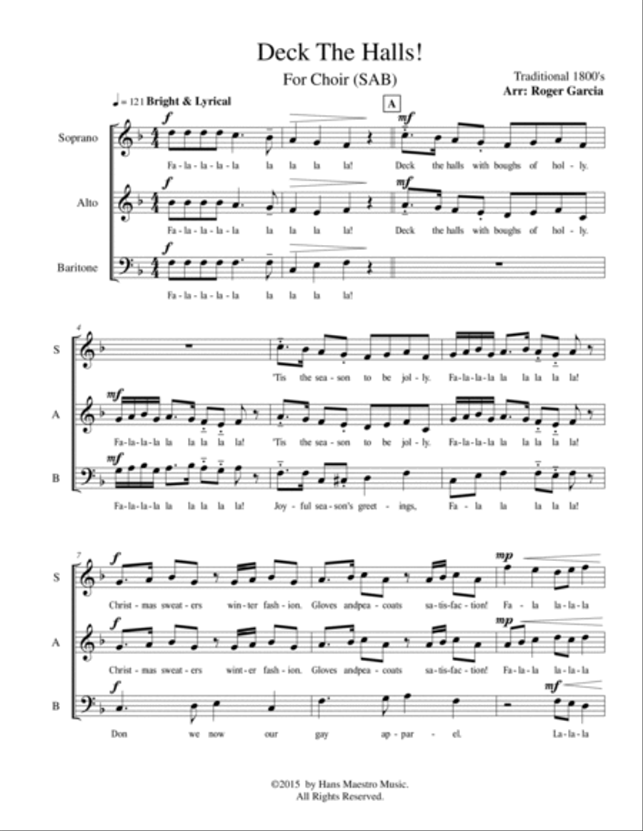 Deck The Halls (SAB) 3-Part scores gallery preview page 2