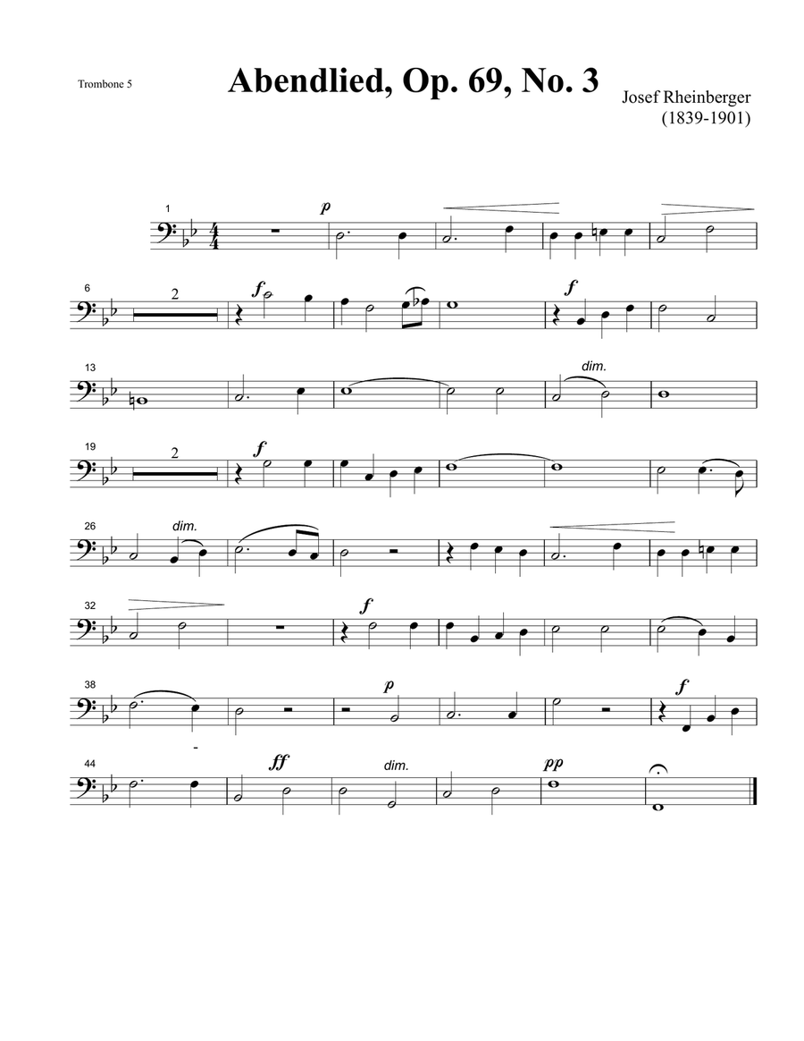 Abendlied by Josef Rheinberger Small Ensemble scores gallery preview page 5