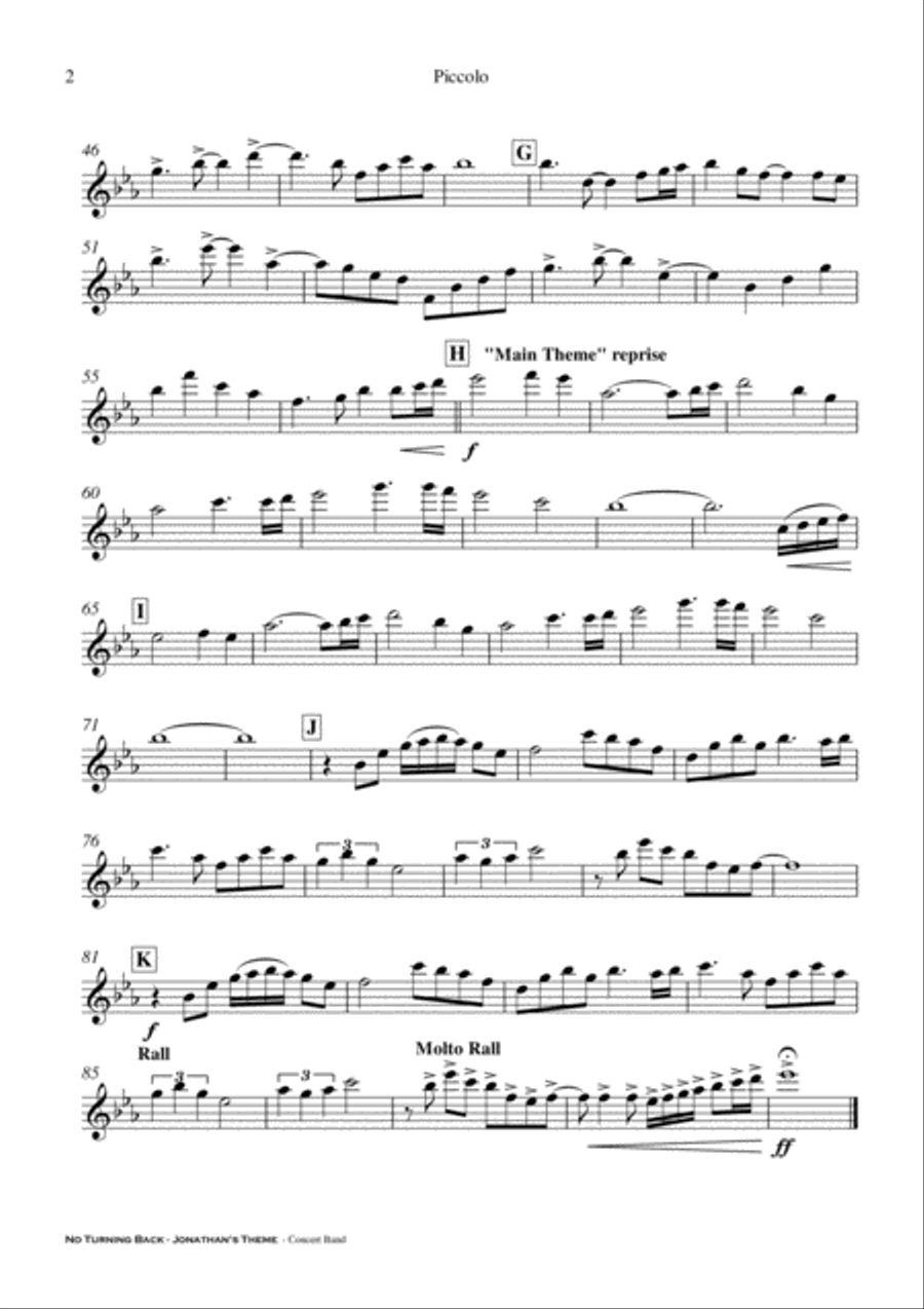 No Turning Back - Jonathan's Theme - Concert Band Score and Parts PDF Concert Band scores gallery preview page 3