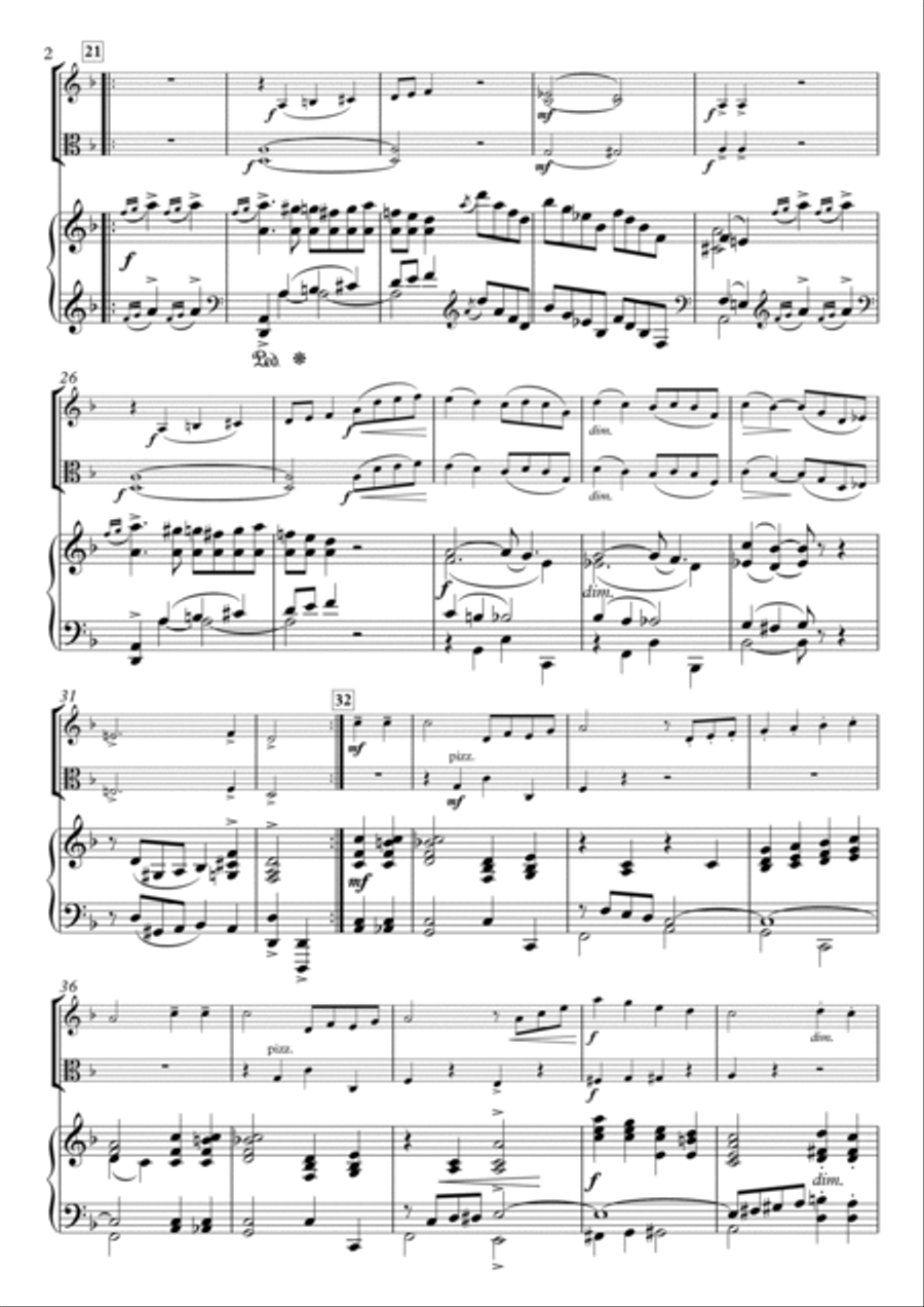 Miniatures, No.2 Gavotte H.87-2 for Violin, Viola & Piano Piano Trio scores gallery preview page 2