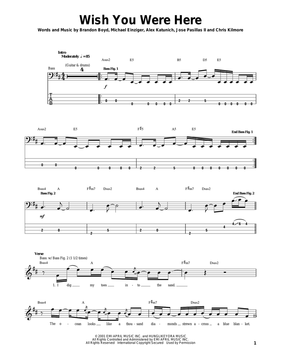 Wish You Were Here Acoustic Guitar scores gallery preview page 1