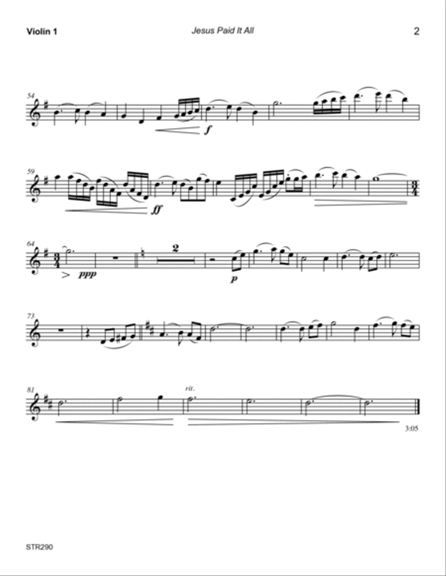 JESUS PAID IT ALL - String Quartet (unaccompanied) A Cappella scores gallery preview page 6