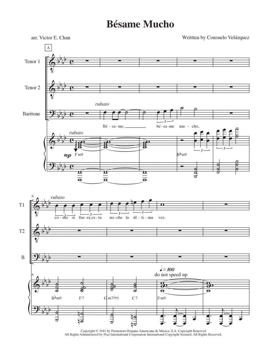 Bésame Mucho Chamber Music scores gallery preview page 1