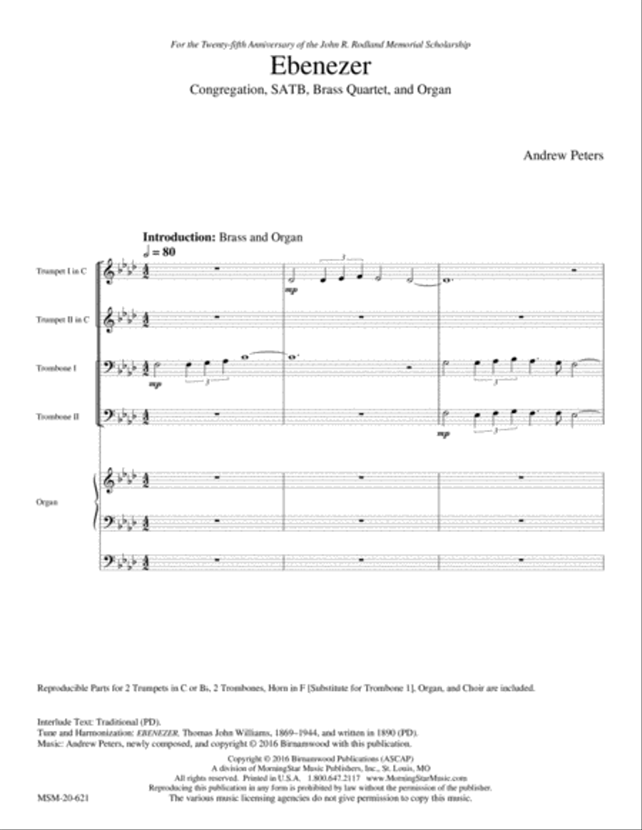 A Festive Hymn Setting on Ebenezer 4-Part scores gallery preview page 1