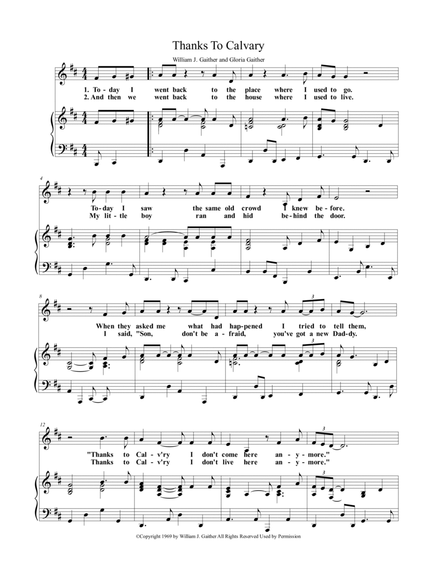 Thanks To Calvary Thanks To Calvary Piano, Vocal, Guitar scores gallery preview page 1