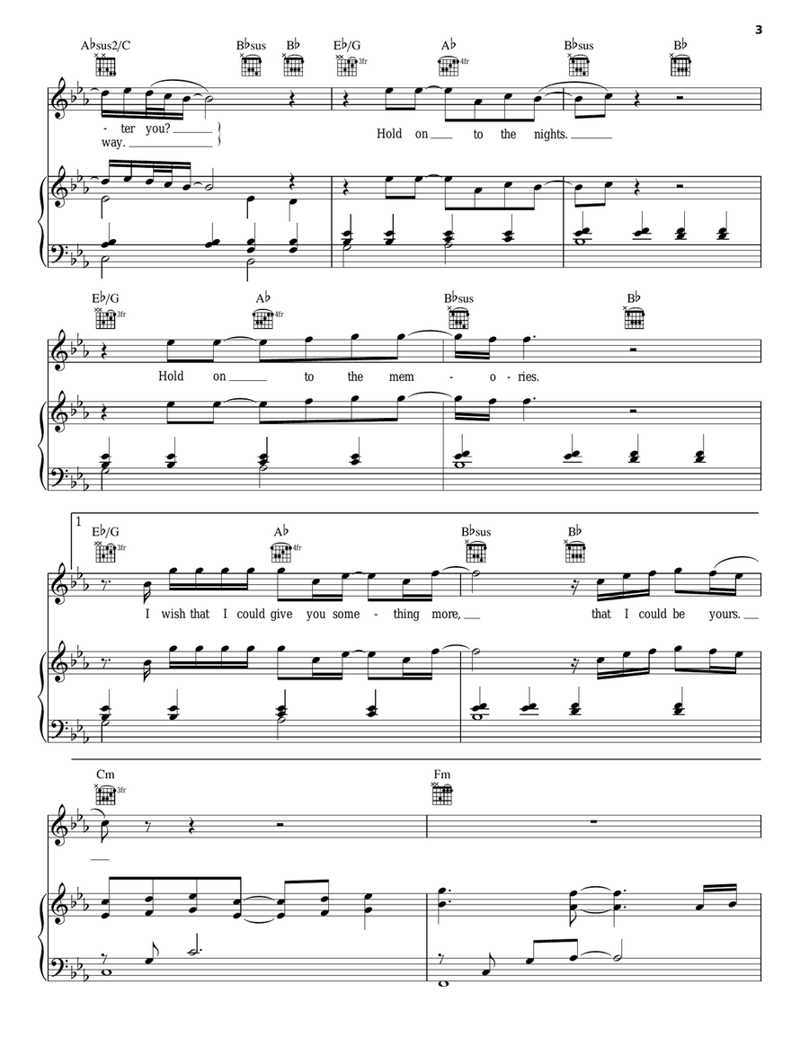 Hold On To The Nights Piano, Vocal, Guitar scores gallery preview page 3