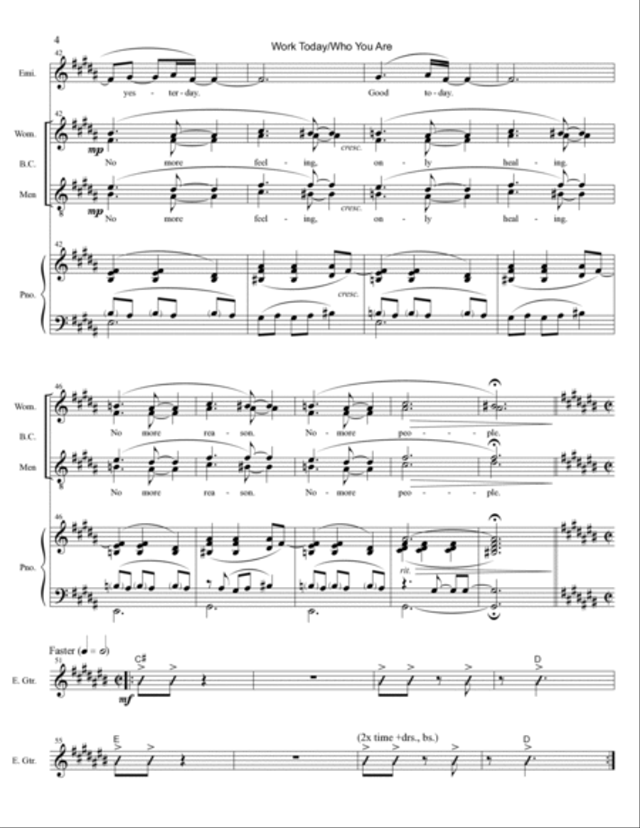 Work Today/Who You Are Work Today/Who You Are Piano, Vocal, Guitar scores gallery preview page 4