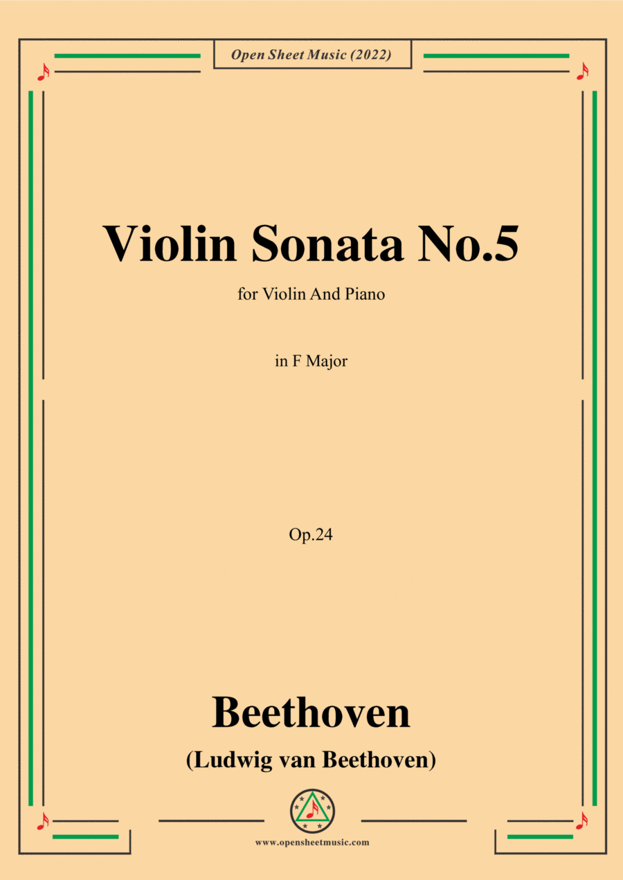 Beethoven-Violin Sonata No.5 in F Major,Op.24,for Violin and Piano Violin Solo scores gallery preview page 1