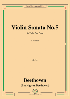 Book cover for Beethoven-Violin Sonata No.5 in F Major,Op.24,for Violin and Piano