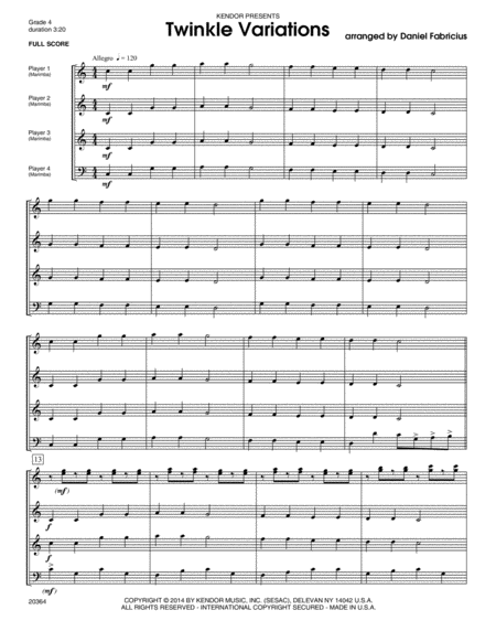 Twinkle Variations - Conductor Score (Full Score)