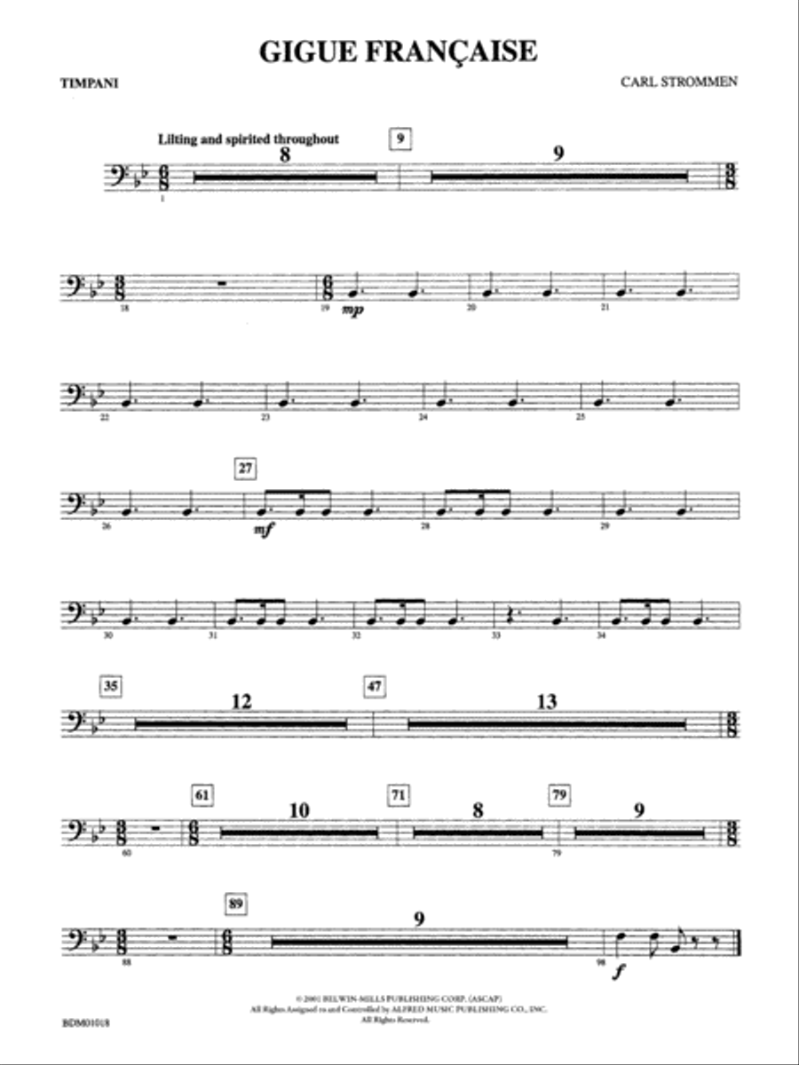Gigue Française: Timpani Concert Band scores gallery preview page 1