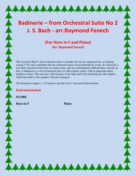 Badinerie - J.S.Bach - for Horn in F and Piano image number null